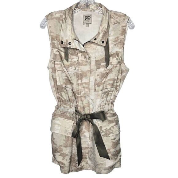 Go by GoSilk Silk Camo Print Zip Up Vest Size Medium - Picture 1 of 12